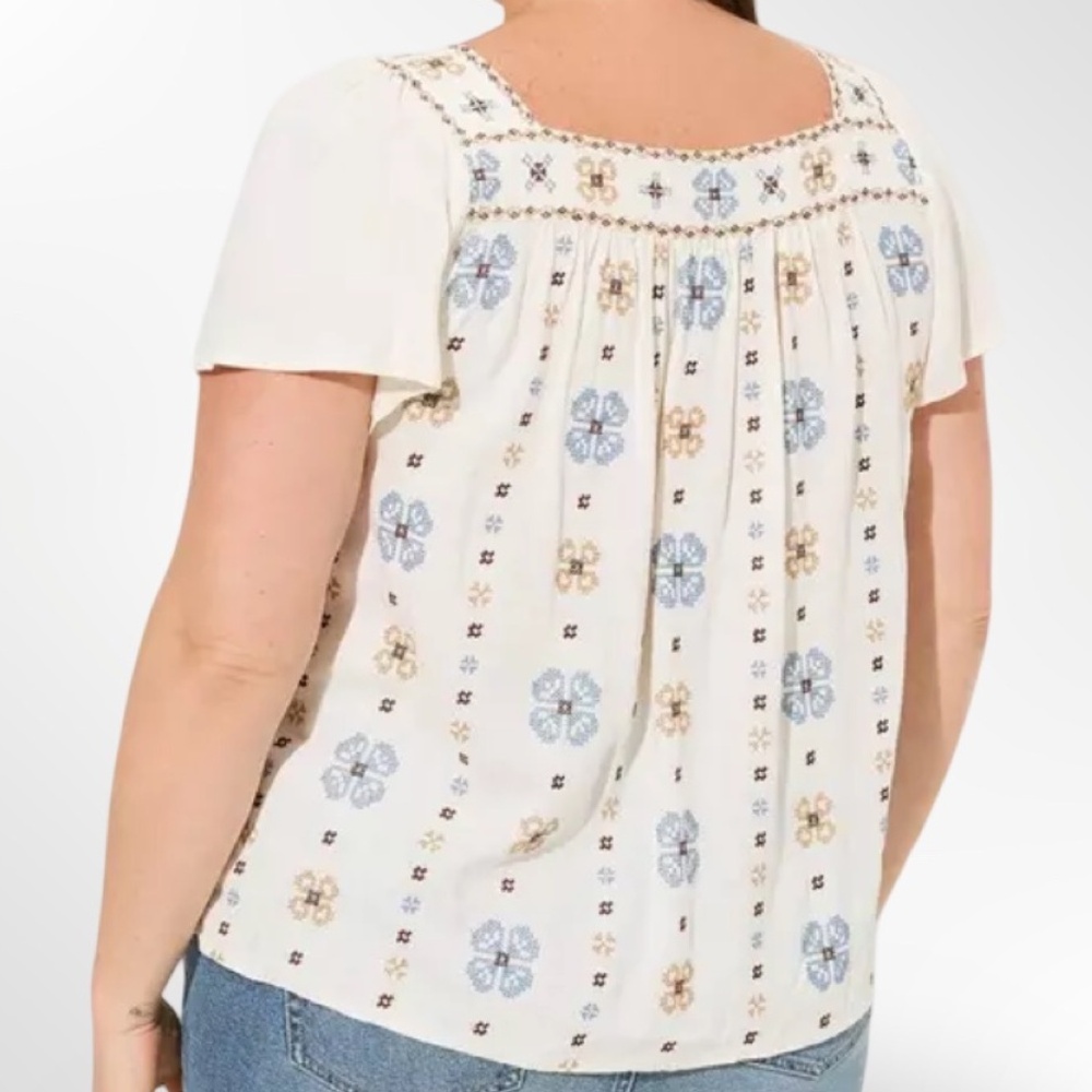 TORRID Beach Linen Eyelet‎ Trim Shirt NWT Size 1X - Picture 2 of 8